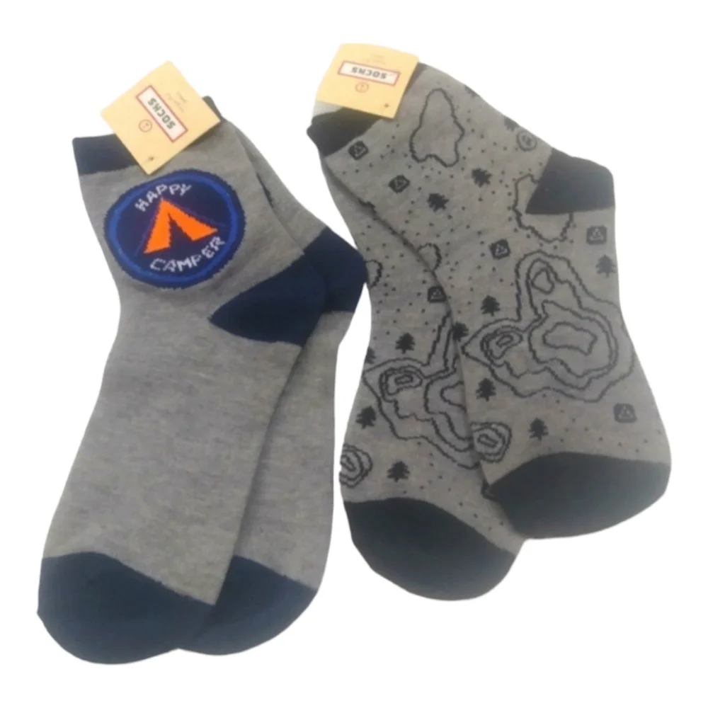 Socks Unisex 2 Pair Ankle Socks, Size 9-11, Gray Black  NEW